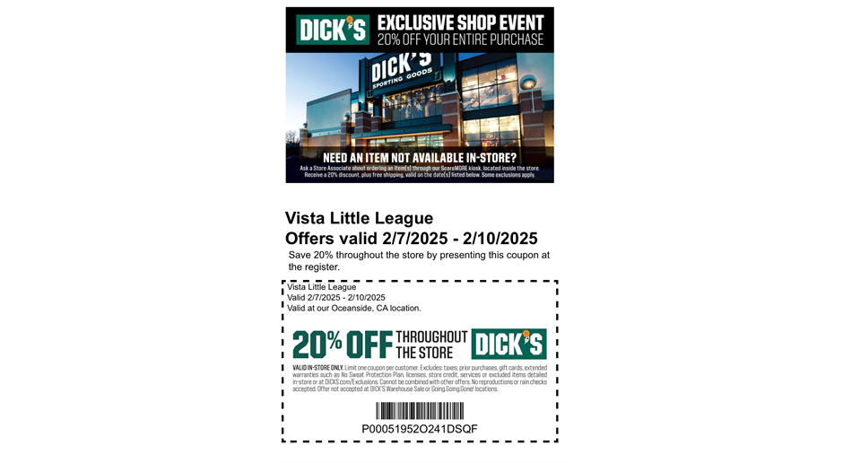 20% off at Dick's Sporting Goods 